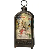 Konstsmide LED Wasserlaterne "Schneemann und Vögel", braun, wassergefüllt, 5h Timer, 1 warm weiße Diode, batteriebetrieben & USB, Innen - 4282-000