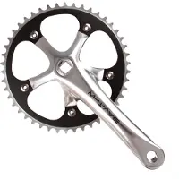 M-Wave Single Speed Kurbelgarnitur 46 Zähne Alu poliert silber/schwarz 2023 Kurbelgarnituren