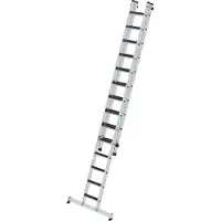 MUNK Günzburger Steigtechnik Stufen-Schiebeleiter mit nivello-Traverse 2-teilig clip-step R13 14+10 Stufen