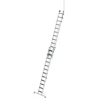 MUNK Günzburger Steigtechnik MUNK Stufen- Seilzugleiter 2-teilig mit Handlauf und Ausstiegsholm 2x12 Stufen