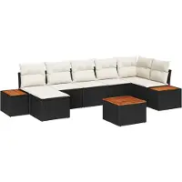 vidaXL Gartensofa-set 8 Stk. Schwarz Poly Rattan