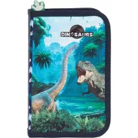 Derform Federmäppchen Einkammer-Schulmäppchen mit Ausstattung Dinosaurier 19