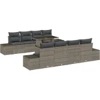 vidaXL Gartensofa-set 9 Stk. Grau Poly-Rattan
