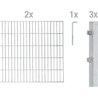 Alberts Doppelstabmatten Zaun, Höhe 140 cm, Länge 4 m, Zaun-Komplettset zum Einbetonieren, feuerverzinkt, Pfosten 60x40 mm