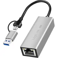 Ginza.se USB-A/-C auf 2,5G Ethernet-Netzwerkadapter grau