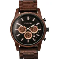 Holzkern Herrenuhr Quarz Chronograph Buschwerk Walnuss/Marmor