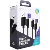 Stealth SP-C50V Superfast Twin Charge Silicon Cable 2m - Black - Wired Controller Ladekabel