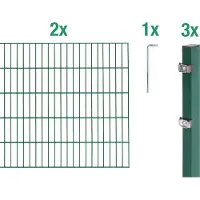 Alberts Doppelstabmatten Zaun, Höhe 120 cm, Länge 4 m, Zaun-Komplettset zum Einbetonieren, grün, Pfosten 60x40 mm