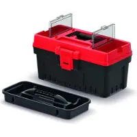 Prosperplast Kistenberg Werkzeugkiste 36x18,6x19,3cm mit Tragegriff schwarz-rot