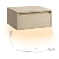 Vasagle Nachttisch hängend 2er Set mit Leuchten naturbeige LET854N01