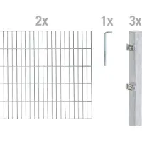 Alberts Doppelstabmatten Zaun, Höhe 120 cm, Länge 4 m, Zaun-Komplettset zum Einbetonieren, feuerverzinkt, Pfosten 60x40 mm