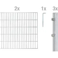 Alberts Doppelstabmatten Zaun, Höhe 80 cm, Länge 4 m, Zaun-Komplettset zum Einbetonieren, feuerverzinkt, Pfosten 60x40 mm