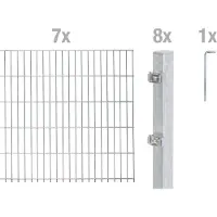 Alberts Doppelstabmatten Zaun, Höhe 120 cm, Länge 14 m, Zaun-Komplettset zum Einbetonieren, feuerverzinkt, Pfosten 60x40 mm