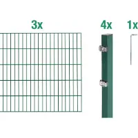 Alberts Doppelstabmatten Zaun, Höhe 120 cm, Länge 6 m, Zaun-Komplettset zum Einbetonieren, grün, Pfosten 60x40 mm