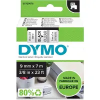 Dymo Schriftbandkassette D1 40910, 9 mm, transparent/schwarz