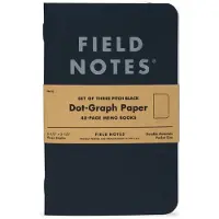 Field Notes Pitch Black Memo Book FN-33 Dot-Graph 3-Pack, Notizbuch, gepunktet, 3-teiliges Set