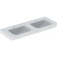 Geberit Doppelwaschtisch Renova Plan 130x48cm, Hahnl. mit., o. ÜL, we. K-Tect