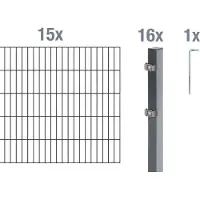 Alberts Doppelstabmatten Zaun, Höhe 120 cm, Länge 30 m, Zaun-Komplettset zum Einbetonieren, anthrazit, Pfosten 60x40 mm