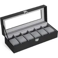 Songmics Uhrenbox schwarz, grau 30,0 x 11,2 x 8,0 cm, 1 St.