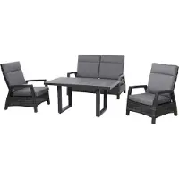 Siena Garden Taranto Lounge Set 4-tlg. Aluminium/Geflecht Anthrazit/Grau inkl. Kissen