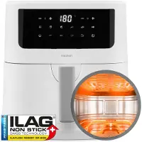 Medion P10 XL Duo Heißluftfritteuse (6,8 Liter XXL, Airfryer, 2.150 Watt, zwei Heizelemente aus Edelstahl, Schüttel Alarm, 9 Automatikprogramme, Touch Bedienfeld, LED Anzeige) weiß