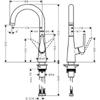 Hansgrohe Talis S, Waschbecken, Edelstahl