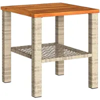 vidaXL Gartentisch Beige 40x40x42 cm Poly Rattan Akazienholz