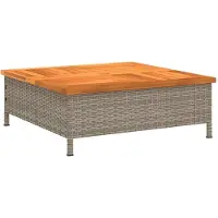 vidaXL Gartentisch Grau 70x70x25 cm Rattan und Akazienholz