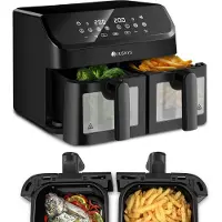 Juskys Heißluftfritteuse 9 L - 2 Kammern, Smart Finish, 9 Programme, Friteuse