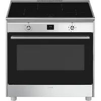 Smeg CG90CIXT Küchenherd Freistehender Herd A Elektro Zonen-Induktionskochfeld Schwarz, Edelstahl