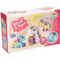 Lobbes Bastelset zum Gießen und Bemalen von drei 3D Einhorn Gipsfiguren – Kreatives Casting-Malerei Set