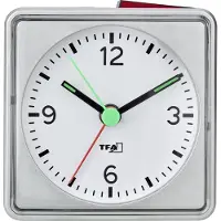 TFA-Dostmann Push, Quarzwecker, Quadratisch, Schwarz, Kunststoff, Analog, Akku