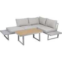 Greemotion Gartenlounge-Set Aruba Lounge-Set Grau-Holz / Beige inkl. Auflagen & Tisch
