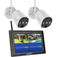 SecuFirst 2K Überwachungskamera Aussen mit Innen Monitor, 7" Sensorbildschirm NVR + 2X Outdoor Kamera Überwachung Babyphone Arbeiten ohne WLAN