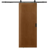 Vente-unique Wandschiebetür aus MDF und Holz natur dunkel - H 205 x B 73 cm - SANDORA