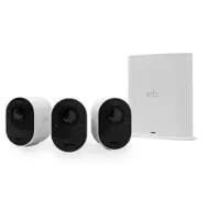 Arlo Ultra 2 Überwachungskamera außen, 3er Set weiß, IP-Sicherheitskamera, Draußen, Kabellos, Amazon Alexa & Google Assistant, FCC, CE, IC, EuP1275, WERCS, Wand