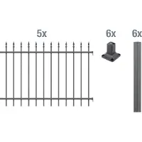 Alberts Zierzaun - Komplettset Chaussee, Höhe 100 cm, Länge 10 m, anthrazit, zum Aufschrauben