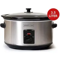 Royalty Line SLC1012 Slow Cooker 3,5L – Schongarer mit herausnehmbarer Keramikschüssel, Warmhaltefunktion & Glasdeckel, energiesparend, Edelstahlgehäu