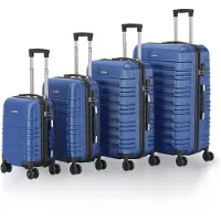 Juskys Trolley-Reisekofferset / Kofferset „Rome“ – 4-teilig – Blau – ABS