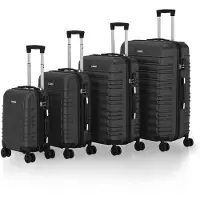 Juskys Trolley-Reisekoffer-Set / Kofferset Rom - 4-teilig - Schwarz - ABS