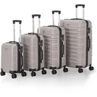 Juskys Trolley-Reisekoffer-Set / Kofferset Rom - 4-teilig - Champagner - ABS