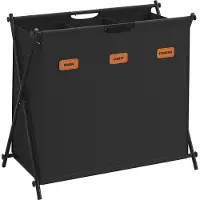 Songmics Wäschekorb 135 Liter mit 3 Fächern tintenschwarz LCB130B01