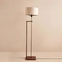 Opviq , AYD-3475, Stehlampe aus Holz, 100 % Stoff, Beige, 38 x 38 x 150 cm