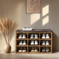 Vasagle Schuhbank mit Stauraum, Schuhregal mit Sitzfläche, Sitzbank LHSB35009B01