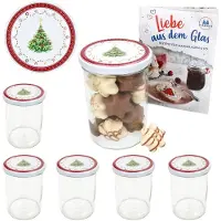 MamboCat 6er Set Sturzglas 435ml Einmachglas + TO-Deckel 82 Weihnachtstraum + Heft