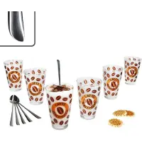 MamboCat 12tlg Latte Macchiato Set - 6x CREMONA Gläser orange + 6x TWIST Latte Macchiato Löffel - 0806137 & 747-480