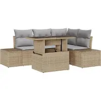 vidaXL Gartensofa-set 5 stk. Beige Poly-Rattan