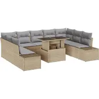 vidaXL Gartensofa-set 10 stk. Beige Poly-Rattan