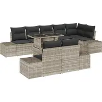vidaXL Gartensofa-set 9 Stk. Hellgrau Poly-Rattan