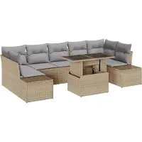 vidaXL Garten-Sofa-Set mit Kissen 8-Tlg Beige und Hellgrau 3357873